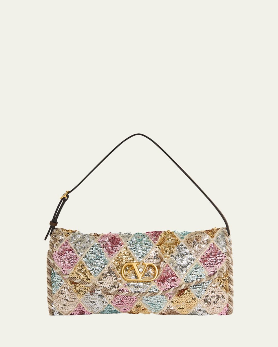 Vain Small Diamond Sequin-Embroidered Shoulder Bag